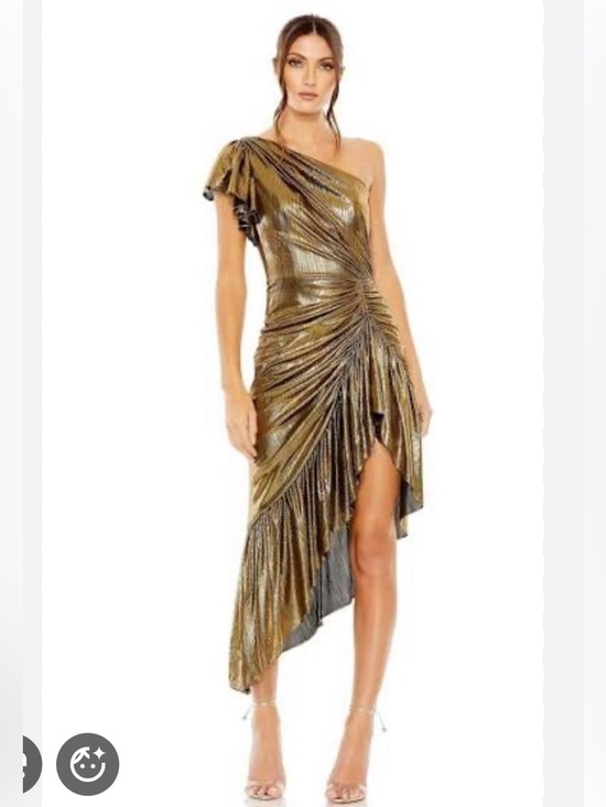 Mac Duggal Dresses & Skirts - Mac Duggal 27075 Metallic Gold One-Shoulder Asymmetrical Dress. Sz L. NWT